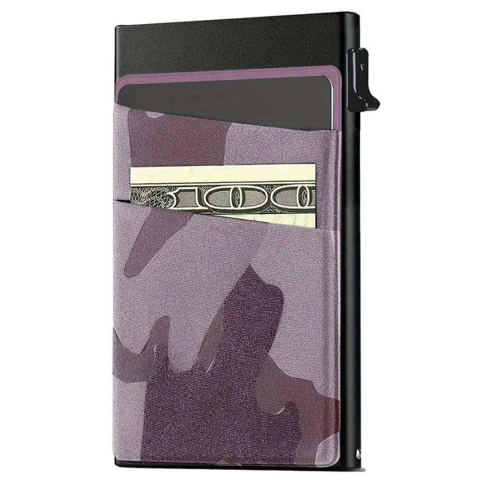 Custom Logo Slim Aluminum Alloy Case with Automatic Pop-Up Bank Card Holder Business Card Metal Wallet with Front Pocket Access