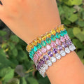 5 Colors Bracelet CZ Jewelry Accessories Women Wedding Party Luxury Oval Cut Cubic Zirconia Tennis Bracelet with Extension