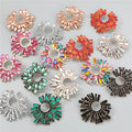 2021 Rhinestone Sun Flower  Earrings Statement Diamond Classy Big Round Colorful Crystal Stud Earrings