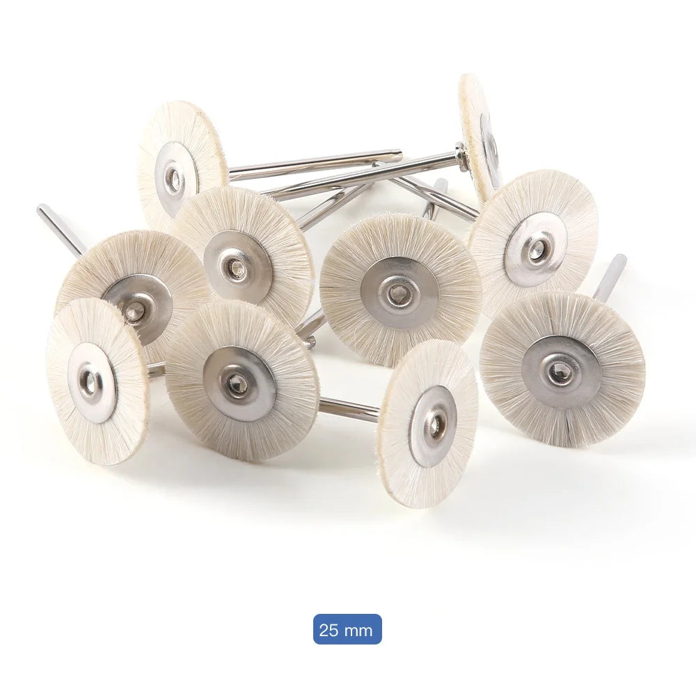 17mm Handle White Wool Cotton Flat Brush Dental Polishing Brush Wheel