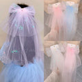 IVANHOE Frozen Princess Bride Pearl Snowflake Tulle Shower Gift Girl Party Decoration with Clip Headbow