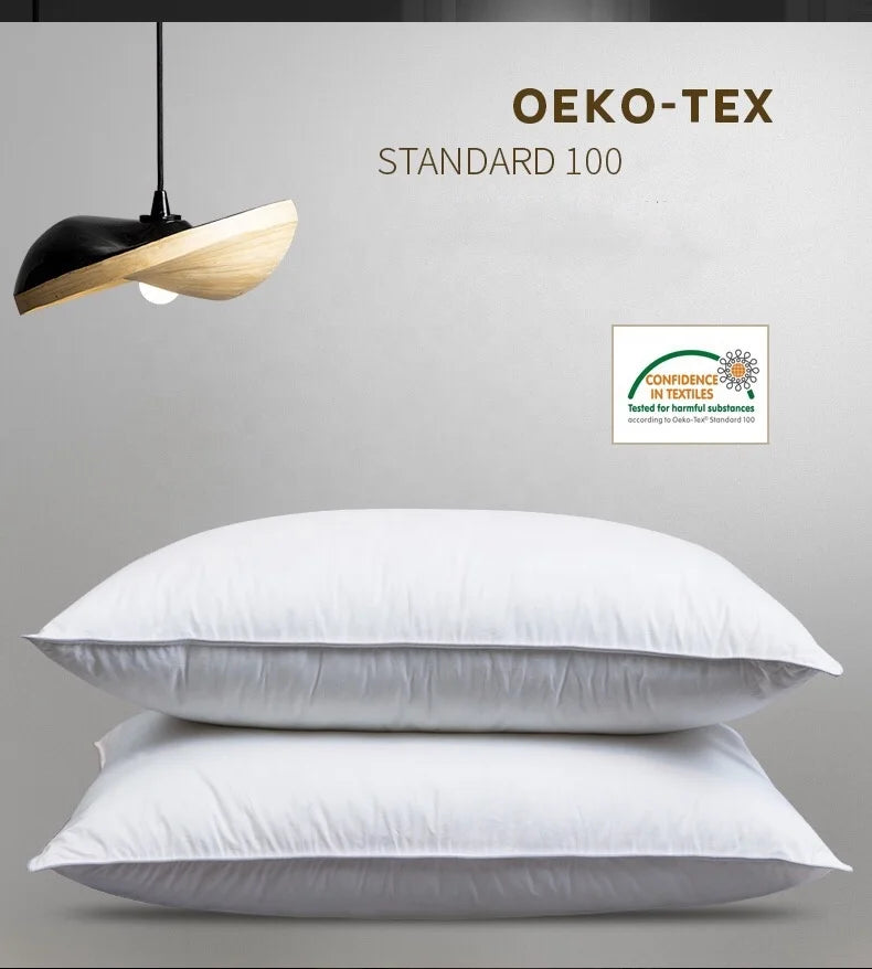 Wholesale Ready Ship for Japan Hot Selling Keep Warm Soft 43*63cm Neck Solid 100% Cotton Cover 300tc Duck Feather Pillow