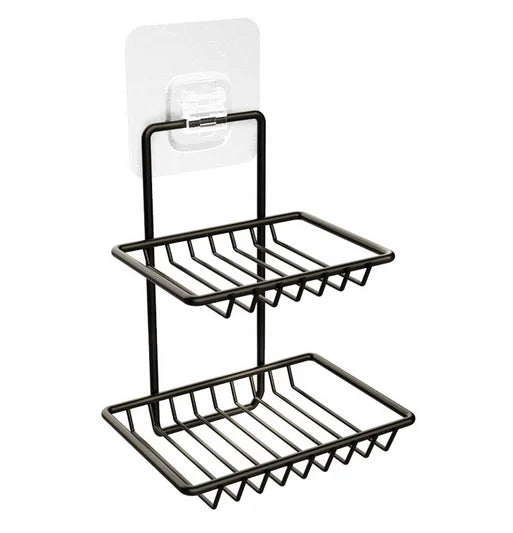 Wall Mounted Double Layer Stainless Steel Soap Dish Holder 2 Tiers for Bathroom