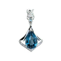 Elegant Rhodium Plated 925 Silver Jewelry  Natural London Blue Topaz Pendant for Women Birthday Gift