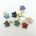 Gold Top Star Pendants Amazonite Green Aventurine Rose Quartz Amethyst Natural Stone Mini Star Charm Pendant for Jewelry DIY