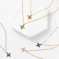 Delicate Plant Pendant Long Choker Necklaces Four Leaf Clover Pendant Gold Plated Stainless Steel Chain Necklaces