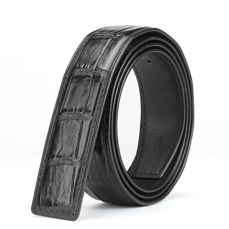 OEM ODM Custom Hand Made New Arrival Luxury Designer Men Real Genuine Crocodile Skin Leather Square Buckle  Waist Belts for Men