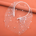 MIO Elegant Women Mesh Veil Headband Bridal Wedding Hair Accessories Prom Tea Party Pillbox Derby Hat Pearl Veil Fascinator Hats
