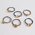 Women Girl Designer Double Rope Plastic Free Simple Geometric Metal Heart Elastic Hair Rubber Band Ties Star Hair Tie With Charm