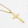 Hip Hop Jewelry Tarnish Free Mens Pendant Chain Necklace Stainless Steel 18K Gold Plated Religious Cross Necklace for Men