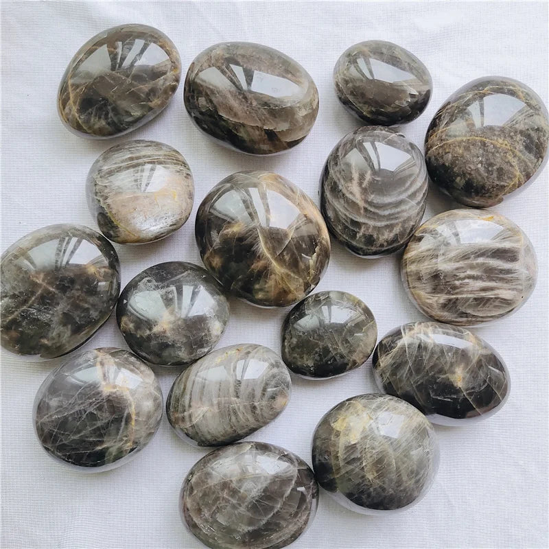 Wholesale Natural Healing Crystal Stone  Black Moonstone Stone Palm Stone for Gifts