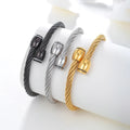 High Quality Gold Plated Stainless Steel Cable Bangle Cuff Bracelets for Unisex Geometric Trendy Fashion Jewelry Wholesale