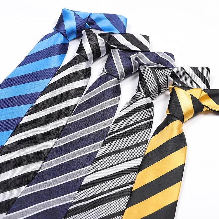 Best Selling Neck Tie Polyester Ties Black and White Stripe Necktie Ties for Men Striped