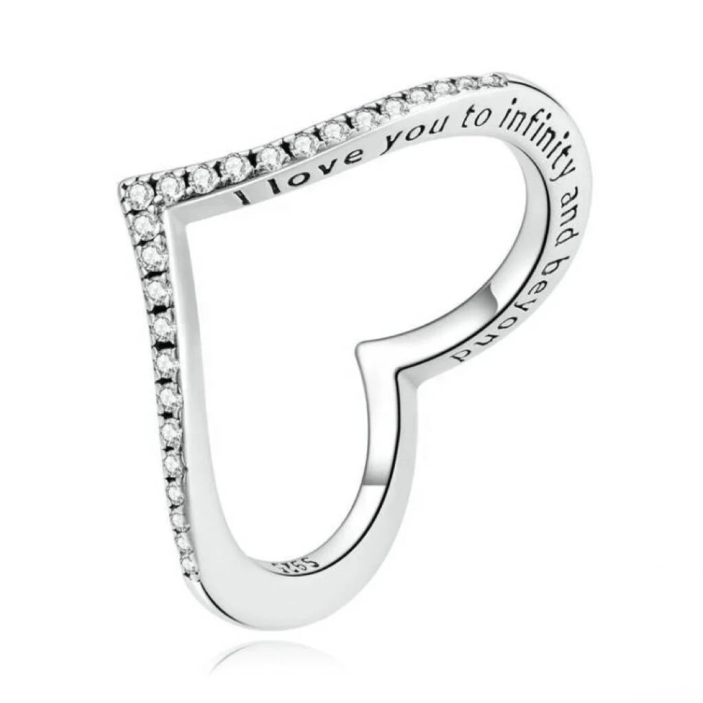 Fashion Jewelry Heart Shape Stackable Eternity Ring Round Cut Cubic Zirconia S925 Sterling Silver Rings for Women Wedding Gift