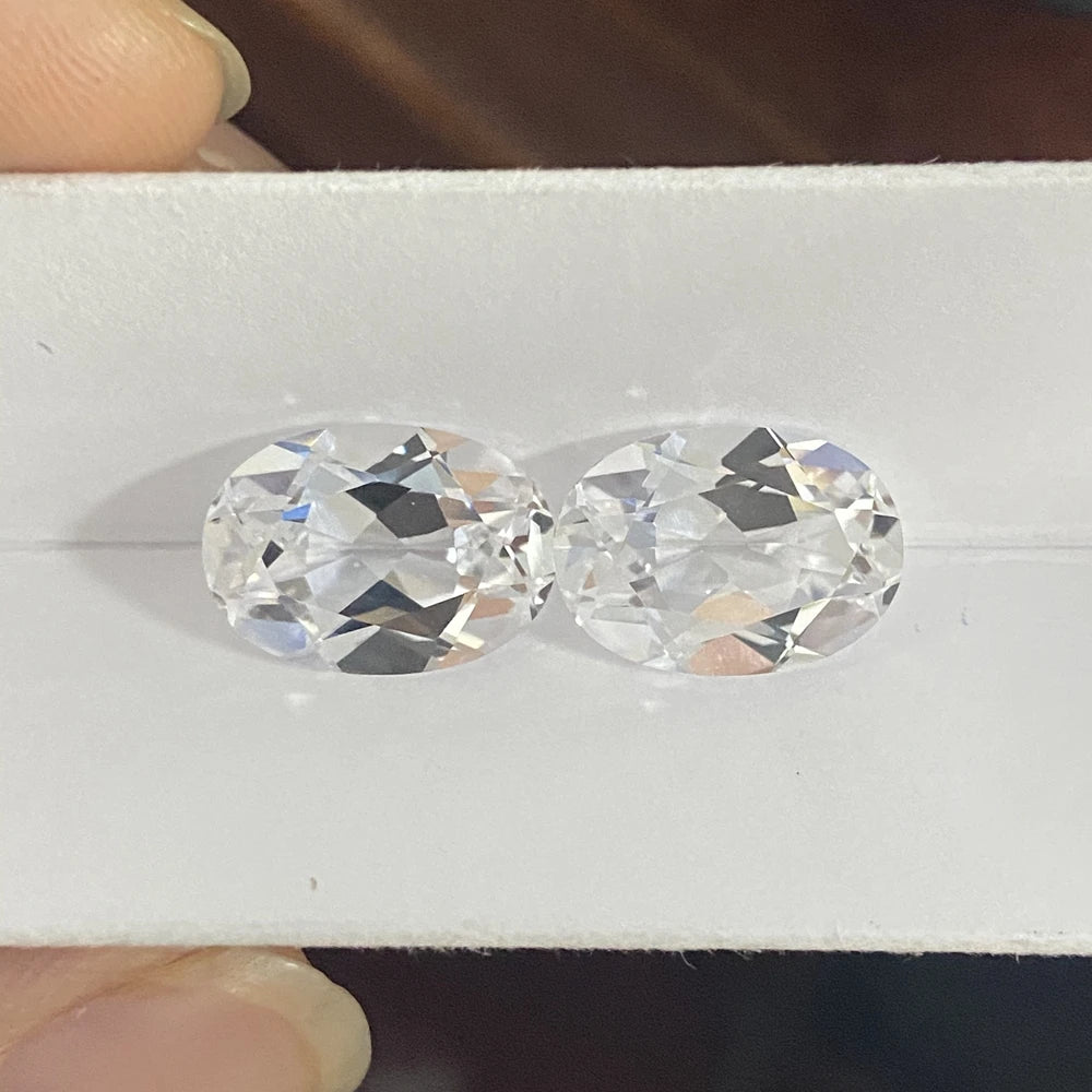 HQ GEMS 4x6mm 10X14mm 6.5 Carat 5A Quality Hand Make Oval Shape 12# White Corundum Lab White Sapphire Price Per Carat