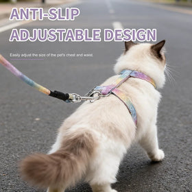 HW Adjustable Pet Cat Gradient Color Leash Set Small Dog Dog Leash Dog H Shape Chest Harness