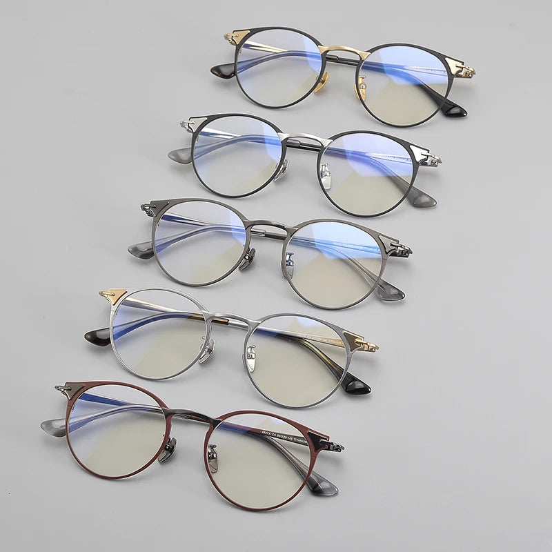Designer Quality Pure Titanium Oval Diamond Face Shape Myopia Glasses Frame Unisex Trendy Anti-blue Light