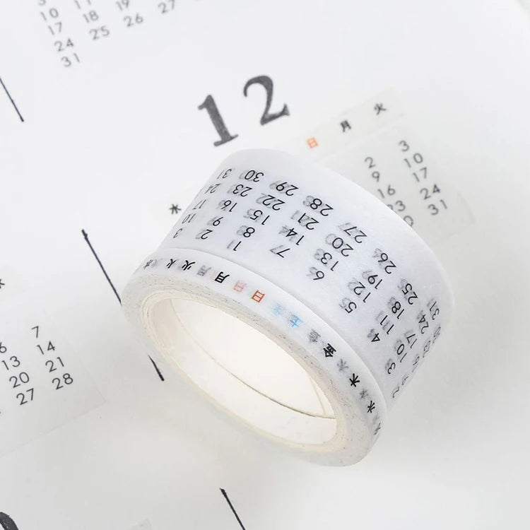 Practical Eco-Friendly Decorative Paper Perpetual Month Week Sticker Tape Calendar Ancient Style Account Date Tape Tearing