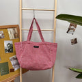 Customized New Women's Red Plaid Tweed Shoulder Tote Bag Soft Plush Handbag Shopping Bag