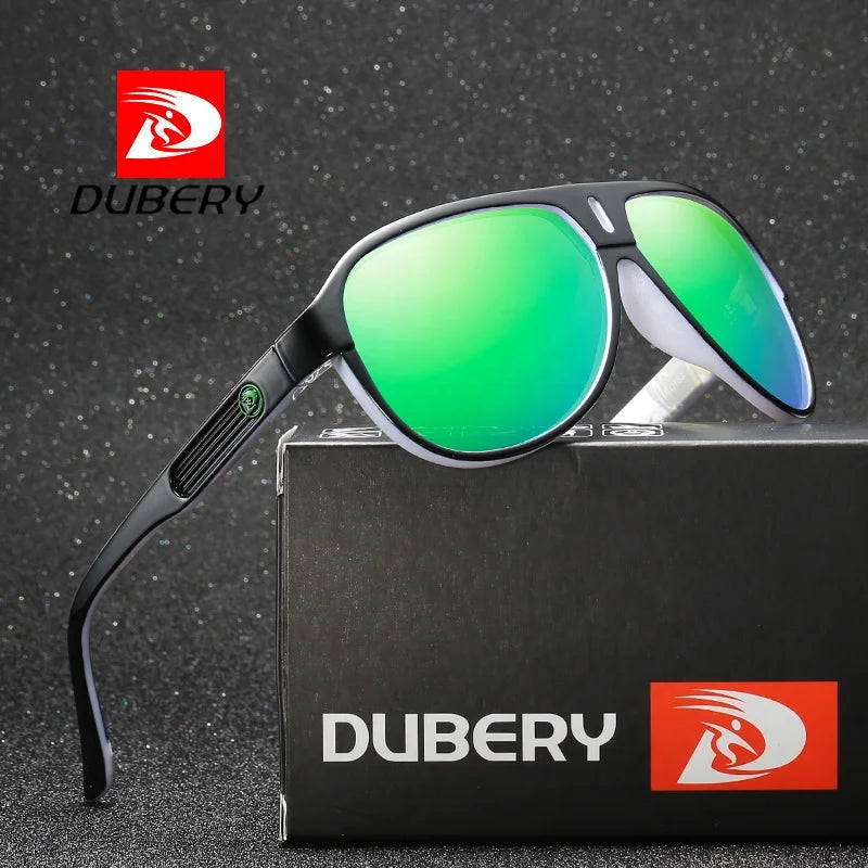 DUBERY Polarized Sunglasses Men UV400 Protection Aviation Fashion Style Tea Frame Outdoor Activities 2022 D163 Circle