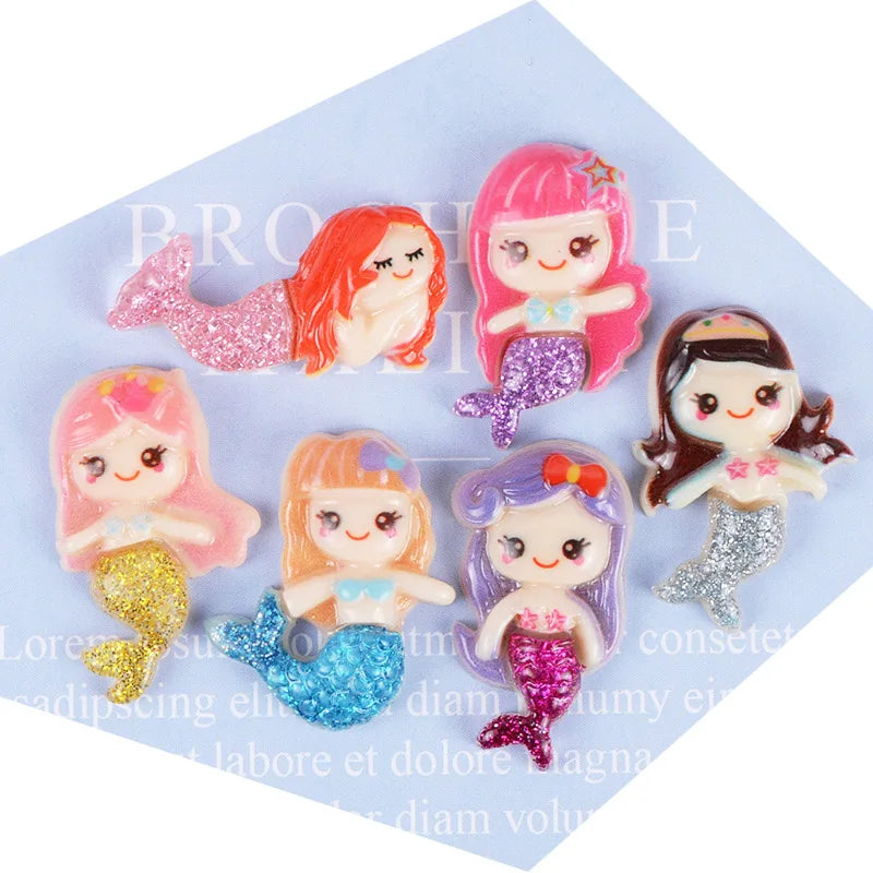 Resin Clays for Bow Mermaid Princess Cabochons Charms Flatback Accessories Mini Decoration