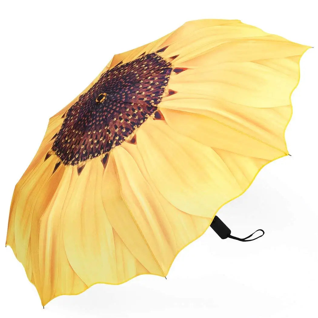 21" Full Auto 3 Folding Airtel  Customized  Flower Shape Sunflower Umbrella for Lady