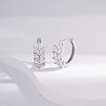 Wholesale Earrings Jewelry Rhodium Plated Cubic Zirconia Round Olive Leaf Huggie 925 Sterling Silver Fine Jewelry Earrings