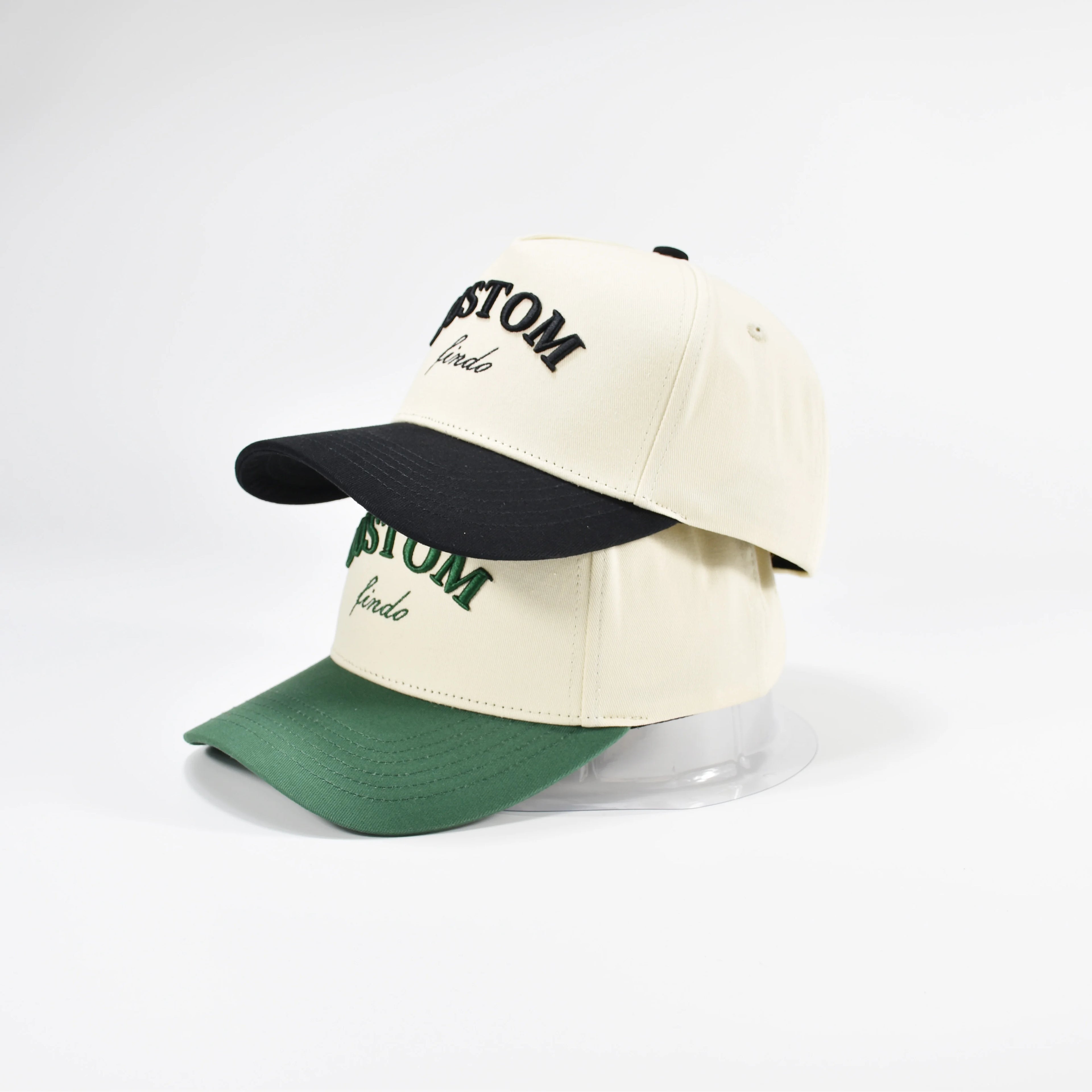 5 Panel Two Tone Wholesale Custom Logo a Frame Baseball Cap Running Hat Cotton Structured Frame Hat Two Tone Snapback Hats