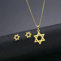 2022 Fashion Stainless Steel Jewelry Set Six Pointed Star Necklace Earring Set for Women Girls
