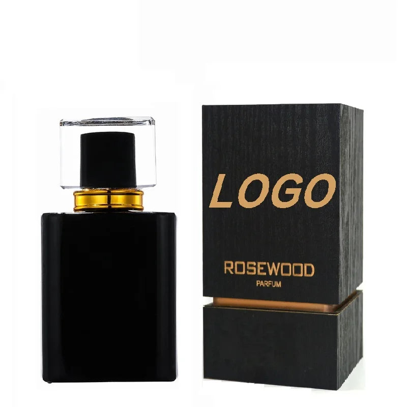 50mL High-grade Glass Perfume Bottle with Screen Printing Screw Cap Luxury Black Men's with Box