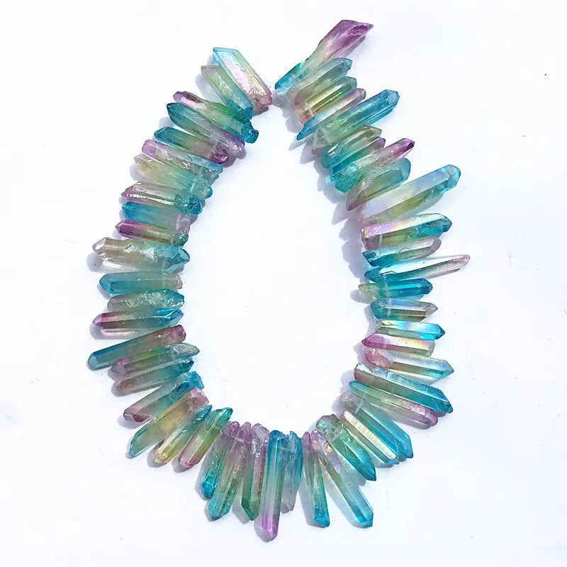 HZ Natural Polished Crystal Angel Aura rainbow Color clear Quartz Points Fengshui Healing Wand Crystal Craft for Reiki Jewelry
