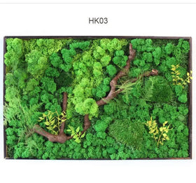 New Year Preserved Moss Wall Custom Size Moss Painting Natural Decorative Flowers Wreaths Wooden Frame Is Installed T/T L/C Etc