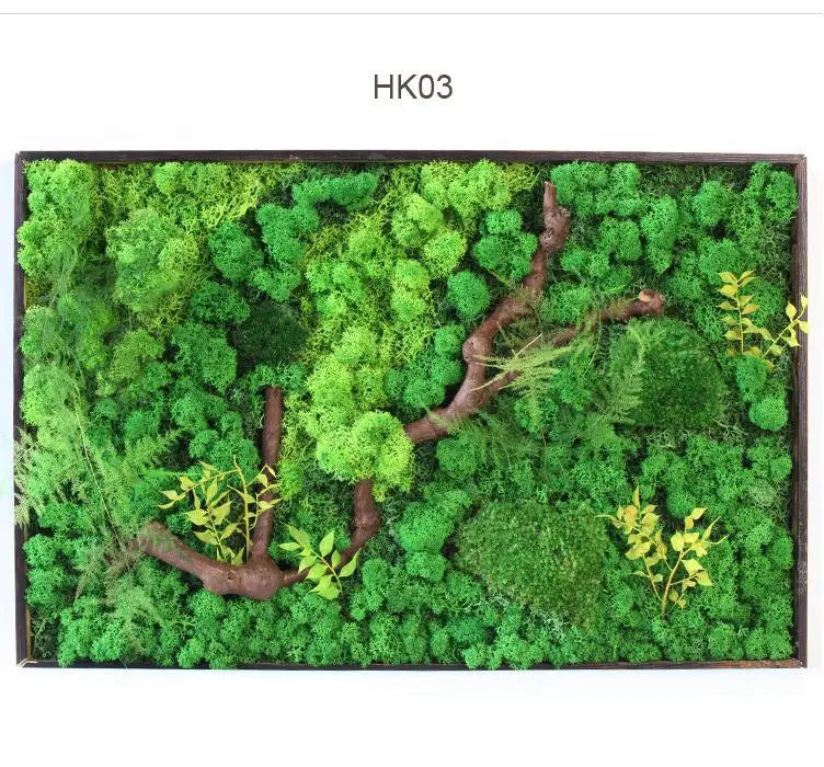 Real Preserved Moss Wall Custom Size Moss Painting Natural Decorative Flowers & Wreaths Wooden Frame Is Installed T/T L/C Etc