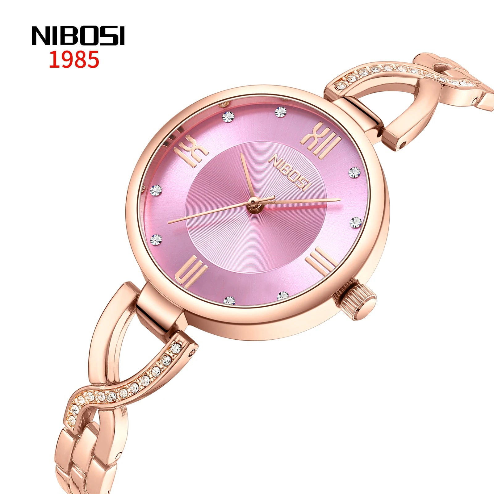 NIBOSI 2556 Customize Logo Luxury Stainless Steel Ladies Quartz Watch Diamonds Bracelet Women Wristwatch
