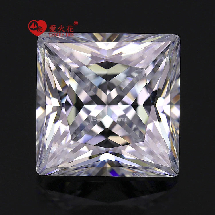 Excellent Cut All Sizes 5a Grade square Shape Zircon Stones Price Loose Princess Cut White Cz Cubic Zirconia