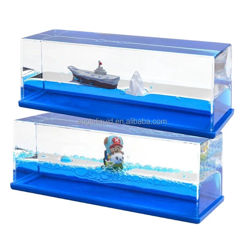 Liquid Floating Paper Weight Cruise Ship Fluid Pirate Ship Liquid Drifting Bottle Desktop Stress Relief Toy