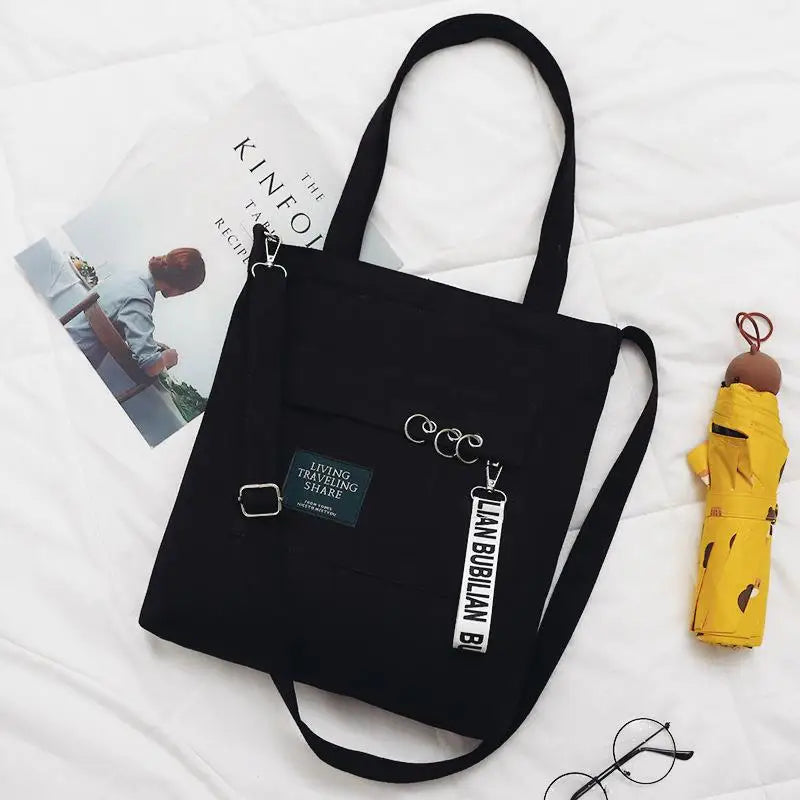 Ruthbag Women's Large Capacity Canvas Tote Bag New Simple and Versatile Fashionable Design with Letter Pattern