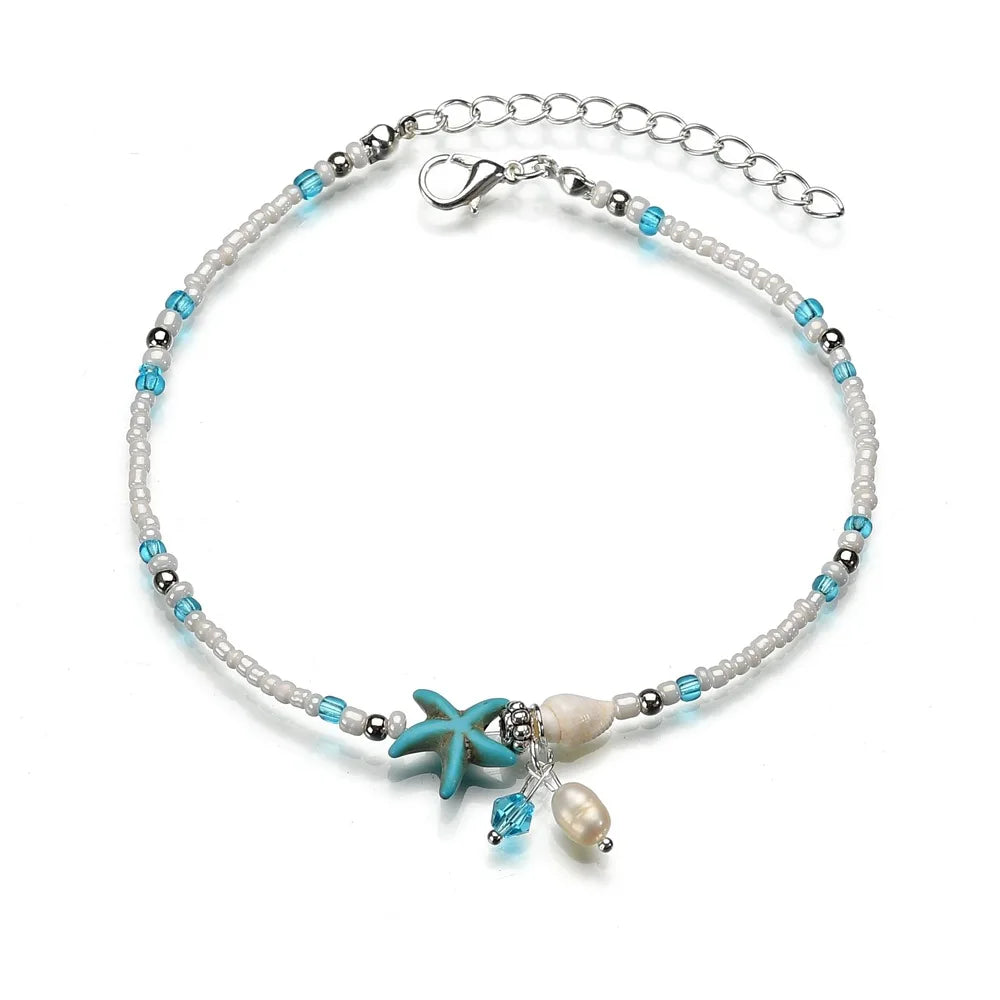 AA00667 Summer Anklets Wholesale Starfish Shell Beach Anklet Conch Beads Anklet