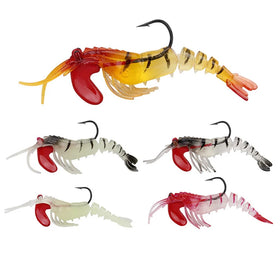 Fishing Soft Shrimp Lure Sinking Lead Plastic Prawn Noctilucent Soft Plastic Prawn Shrimp Fishing Lure with Hooks