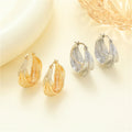 Jiexing Trendy Hoop Earring 14K Gold Plated Fashion Texture Shape Daily Design Hoop Loop Earrings for Women Girls