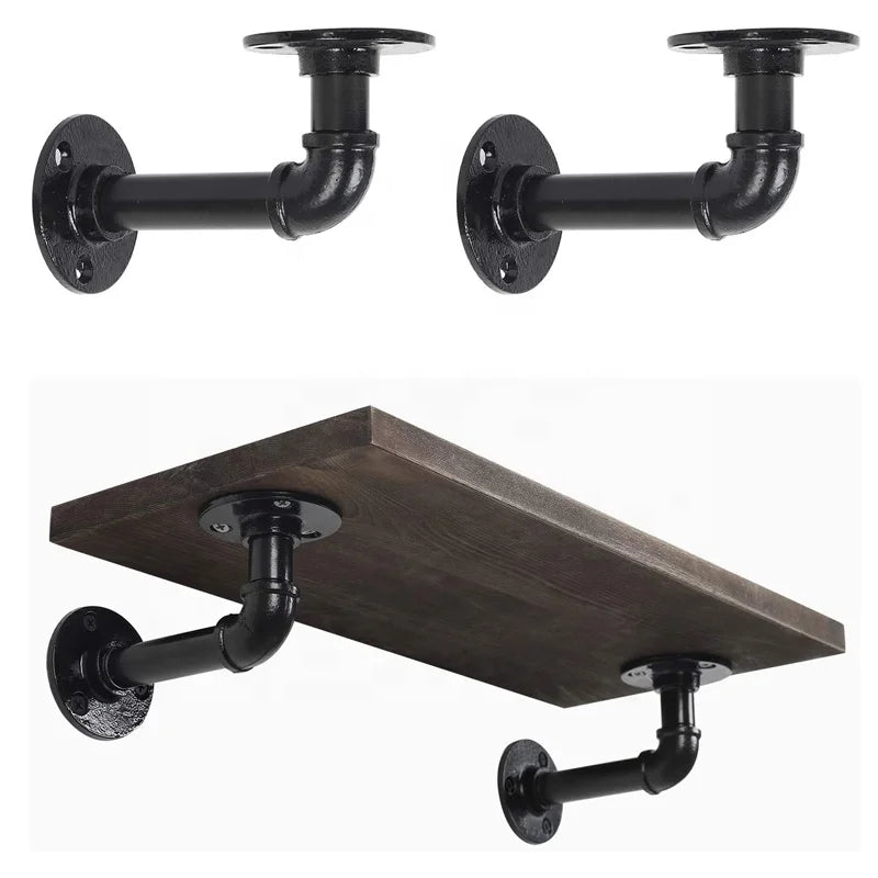 Bronze Rustic Metal Support Shelf Bracket Industrial Style Home Display Book Plant Bracket Wall Pipe Single Furniture Bathroom