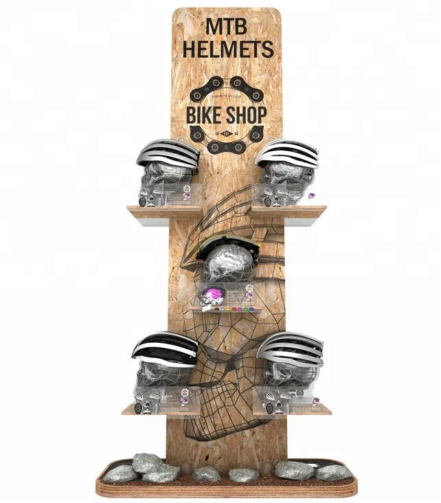 Strong Customized Motorcycle Helmets Display Stand on Floor Rotating Display Stands for Bicycle Helmet Hat