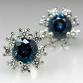 CAOSHI New Blue Flower Earrings for Women Stud Earring Hot Sell Trendy Shiny Zircon Flower Earrings Silver Plated