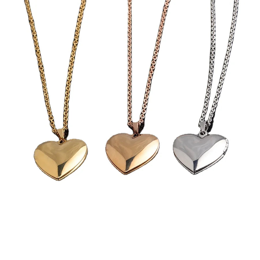AA00316 Stainless Steel Photo Frame Heart Locket Pendant Necklace for Woman Girlfriend Valentine's Day Jewelry Gift