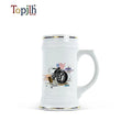 Topjlh Custom Logo Ceramic White Beer Stein Personalized Sublimation Ceramic Mug With Coatings for Parties Bar Use Hot Selling