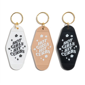 Hot Selling Hot Girls Hit Curbs Letter Print Hotel Motel Keychain Custom Logo Plastic Luggage Tags Acrylic Key Chain Pendant