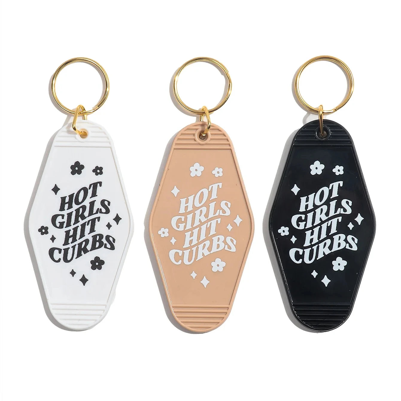 Hot Selling Hot Girls Hit Curbs Letter Print Hotel Motel Keychain Custom Logo Plastic Luggage Tags Acrylic Key Chain Pendant