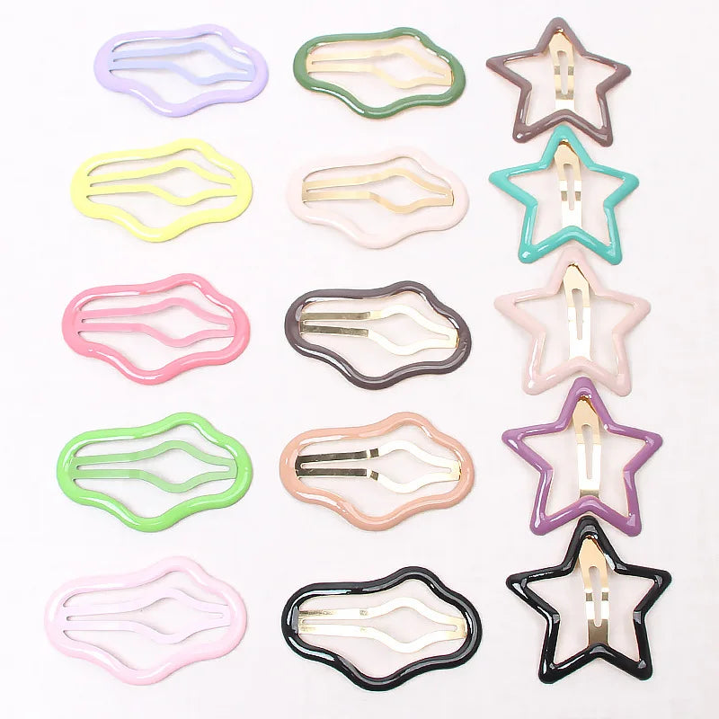4.4cm*6.5cm Colorful Enamel Filigree Cloud Hair Clips Big Star Metal Snap Hairpins for Women Geometric Hairgrips for Women Girl