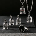 Viking Jewelry Men's Good Luck Motorcycles Bell Biker Stainless Steel Guardian Cross Pendants Fashion Charms Religious Necklace