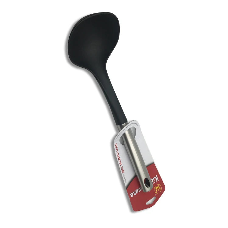 Heat Resistant Food Grade With Long Stainless Steel Handle Nylon Ladle Cooking Utensils